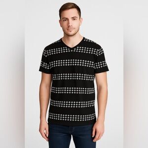 Express Men’s Black Star Pattern Short Sleeve Shirt – Size XL